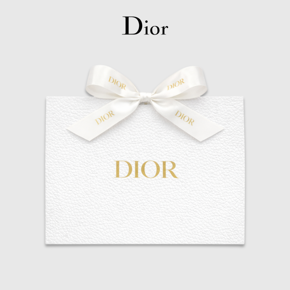DIOR 緞帶三角禮盒｜白色金字 禮品禮袋（中尺寸）