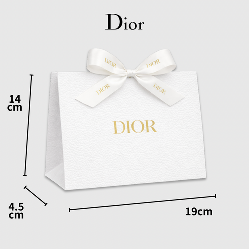 DIOR 緞帶三角禮盒｜白色金字 禮品禮袋（中尺寸）